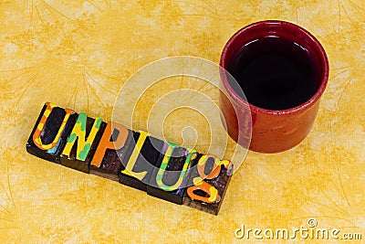 Unplug relax disconnect disable give up quit information overload calm Stock Photo