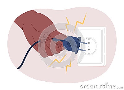 Unplugging devices 2D vector isolated spot illustration Vector Illustration