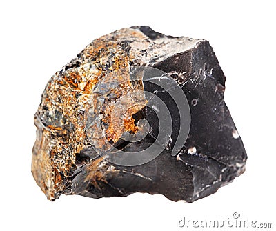 unpolished black Flint stone isolated on white Stock Photo
