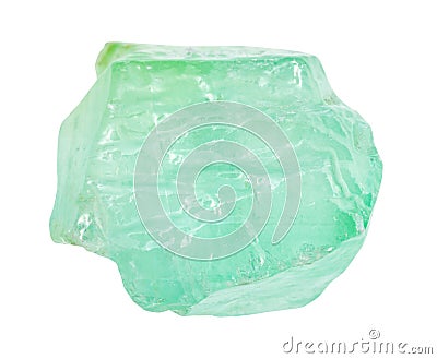 unpolished green Calcite gemstone isolated Stock Photo