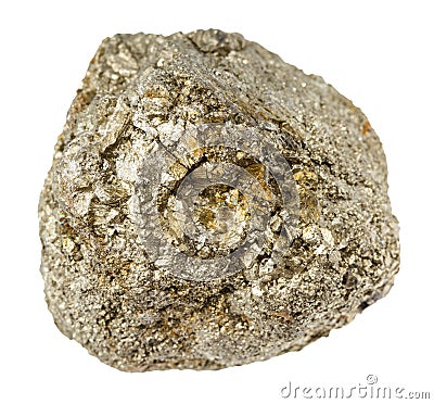 unpolished pyrite rock isolated on white Stock Photo