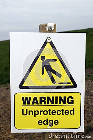Unprotected edge warning sign with clipping path Stock Photo