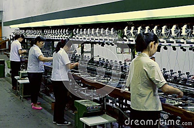 Unravelling Silk Thread from Cocoons, Silk Factory, Suzhou China Editorial Stock Photo