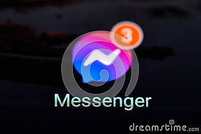 Unread message notifications on Facebook Messenger Editorial Stock Photo