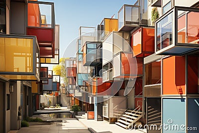 Unreal Bauhaus architecture. AI generative Stock Photo