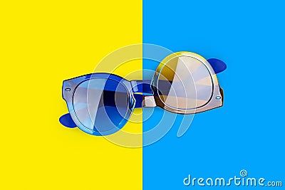 Unreal sunglasses useless Impossible shape object optical illusion surreal perception paradox absurd idea Stock Photo