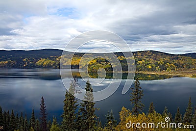 Unreal water color and clarity at Boya Lake Provincial Park, BC Stock Photo