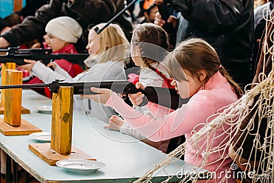 Unrecognizable Belarusian secondary school pupils Editorial Stock Photo