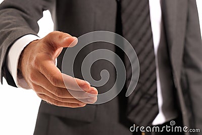 Unrecognizable businessman handshake isolated Stock Photo