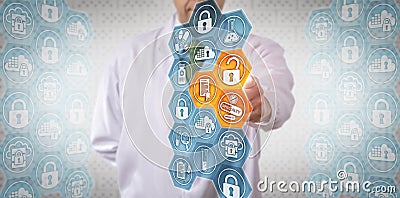Clinician Accessing Secure Data On Specialty Drug Stock Photo