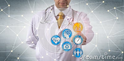 Doctor Activating Predictive Analytics In Network Stock Photo