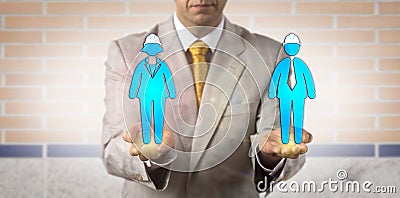 Negotiator Equating Female And Male Blue Collar Stock Photo