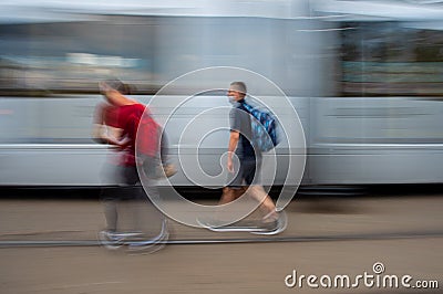 Unrecognizable people on the move Editorial Stock Photo