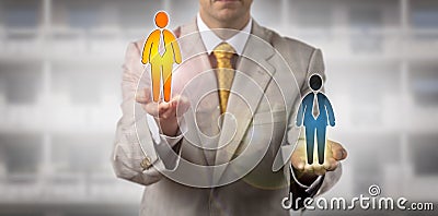 Recruiter Selecting Winner Among Two Candidates Stock Photo