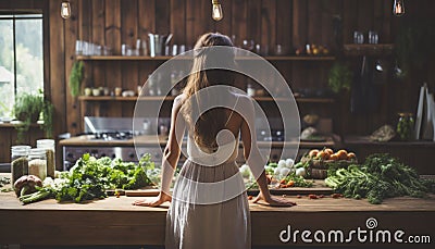 Unrecognizable woman cooking healthy food, promoting a healthy lifestyle and dieting concept Stock Photo