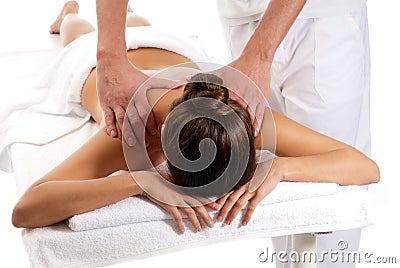 Unrecognizable woman receiving massage treatment Stock Photo