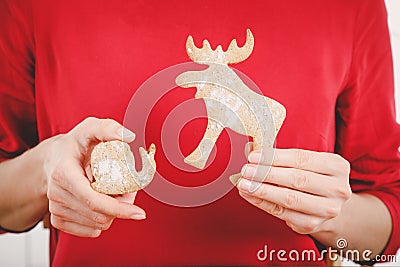 Unrecognizable woman showing homemade cookies Stock Photo