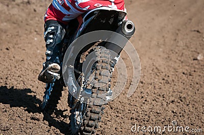 Unrecognized athlete riding a sports motorbike on a motocross racing Editorial Stock Photo