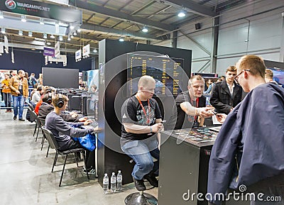 Wargaming booth during CEE 2017 in Kiev, Ukraine Editorial Stock Photo