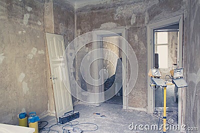 Unrenovated flat - room before renovations Stock Photo