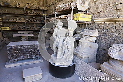 Unrevealed statues from the ruins of Pompeii city Editorial Stock Photo