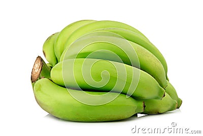 Unripe Banana. bunch Banana. green isolated on white background Stock Photo