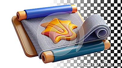 Unrolled scroll paper star symbol message document magic png transparent image Generative AI Stock Photo