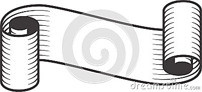 Unrolled vintage scroll banner with curled edges creating an elegant and classic design with empty space for text or Vector Illustration