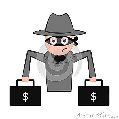 Unsatisfied thief cartoon Vector Illustration