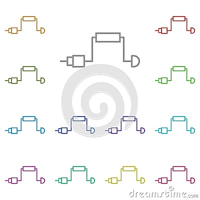 Unscrew, drill, hand multi color icon. Simple thin line, outline vector of construction tools icons for ui and ux, website or Stock Photo
