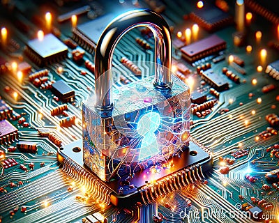 Unsecure Internet Surfing Passwords Unprotected Codes Microchip Circuit Board Electronics Online Unsafe AI Generated Stock Photo