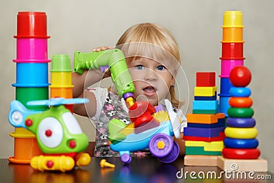 Unseen reality of the magic colorful world of toys Stock Photo