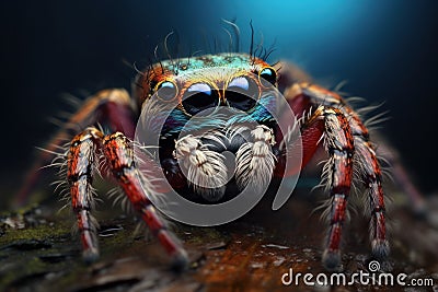 Unsettling Creepy spider scene giant. Generate Ai Stock Photo