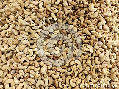 Unshelled cashew nut stack texture Stock Photo