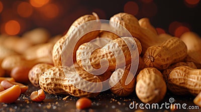 unshelled peanuts on a dark background Cartoon Illustration