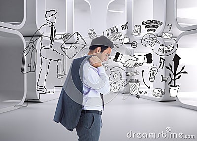 Unsmiling businessman standing Stock Photo