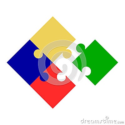 Unsolved Problem Solving Puzzle. Colorful shape. Cartoon Illustration