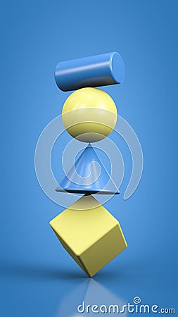 Unstable unreliable structure of geometric shapes Stock Photo
