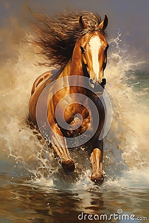 Unstoppable: A Portrait of a Ferocious Brown Mule Racing Through Stock Photo