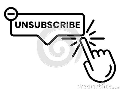 Unsubscribe message / mail button - line art icon for the apps or website Vector Illustration