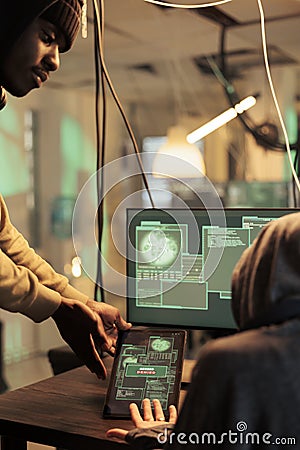 Unsuccessful database password cracking by hackers Stock Photo