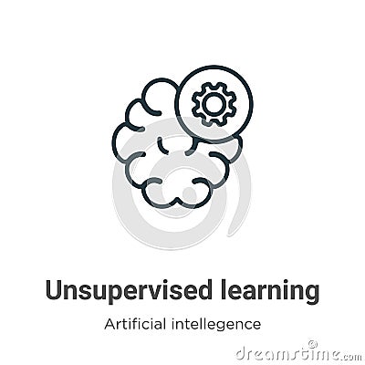 Unsupervised learning outline vector icon. Thin line black unsupervised learning icon, flat vector simple element illustration Vector Illustration