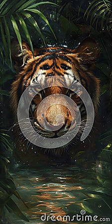 Untamed Gaze: An Intense Portrait of an Endangered Jungle Cat in Stock Photo