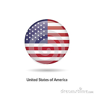 Untied States of America flag - round glossy Vector Illustration