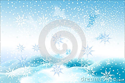 Natural Winter Christmas background with sky, heavy snowfall, snowflakes in different shapes and forms, snowdrifts. Winter landsca Stock Photo