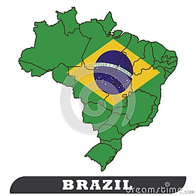 Brazil Map and Brazil Flag,Brazil flag use to background-Vector Vector Illustration