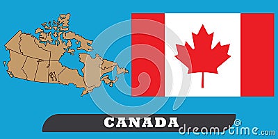 Canada map and flag Vector Illustration