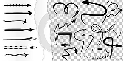 Vector hand drawn doodle arrows brush torn paper Vector Illustration