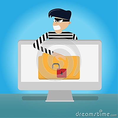 Hack.thief steal file data on the personal computer.internet social network concept Stock Photo