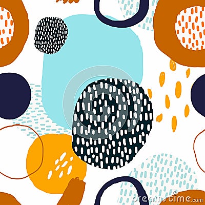 Abstract trendy seamless pattern with decorative, geometric shapes Vector Illustration